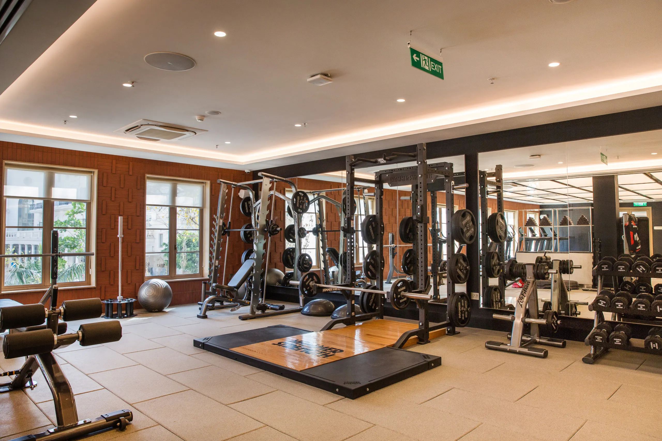 Free weights and strength training area at DLF THRIVE Club 4