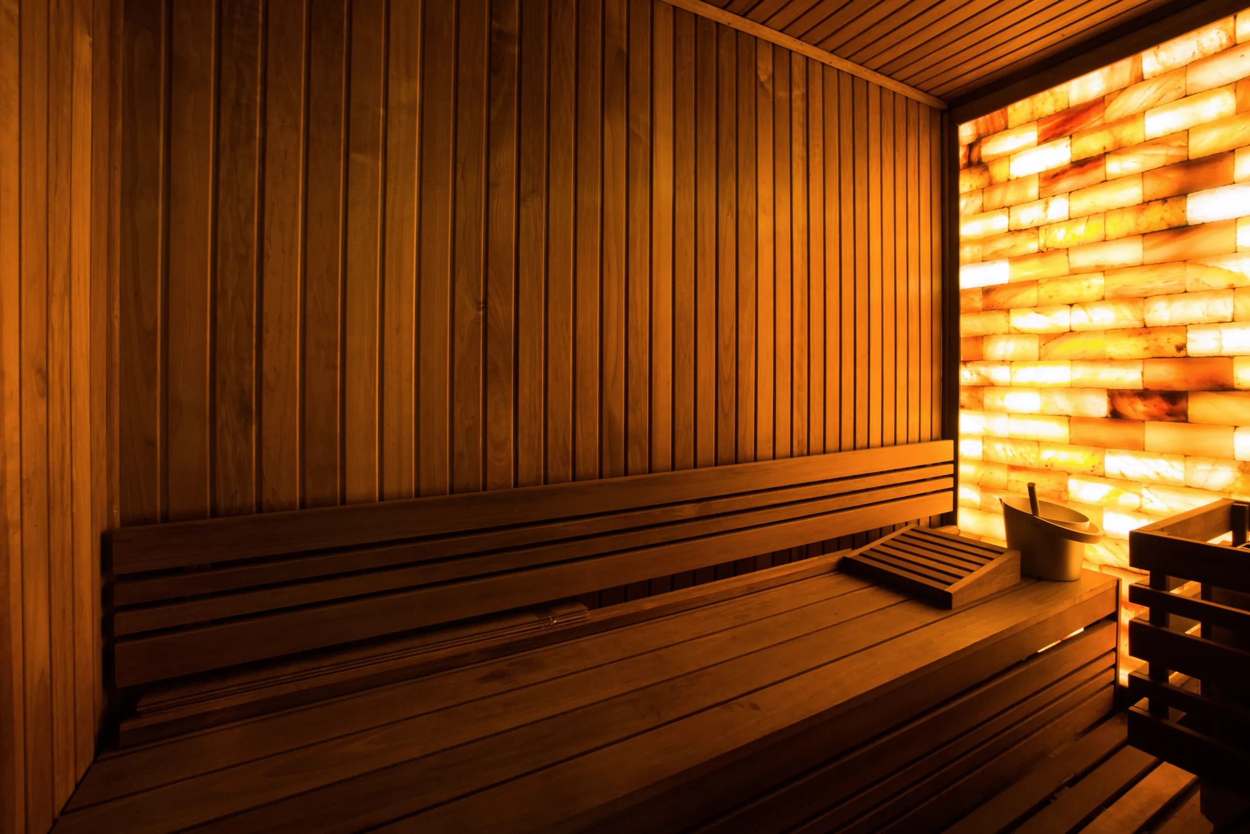 Sauna with a salt wall at DLF THRIVE Club 4